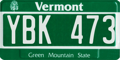VT license plate YBK473