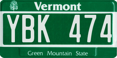 VT license plate YBK474