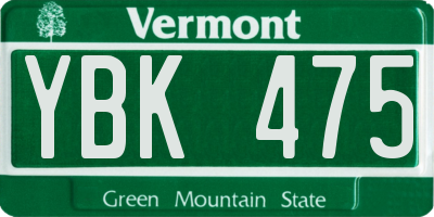 VT license plate YBK475