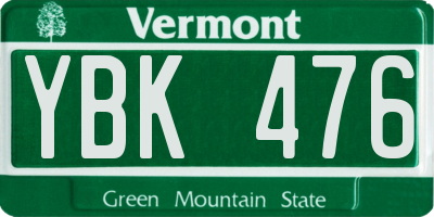 VT license plate YBK476