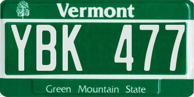 VT license plate YBK477