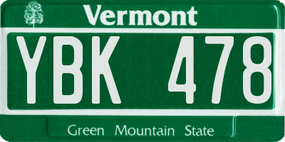VT license plate YBK478
