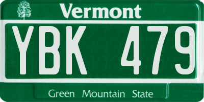 VT license plate YBK479