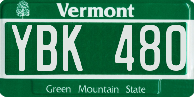 VT license plate YBK480