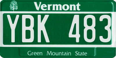 VT license plate YBK483