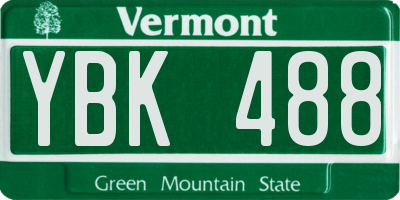 VT license plate YBK488