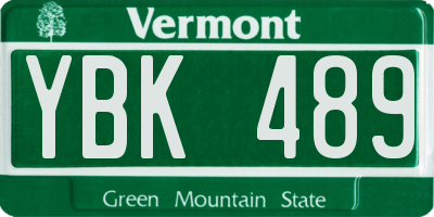 VT license plate YBK489