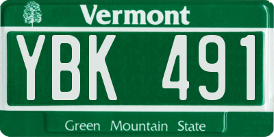 VT license plate YBK491