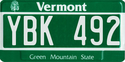 VT license plate YBK492