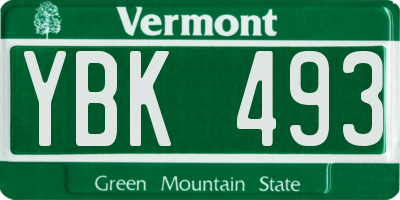 VT license plate YBK493