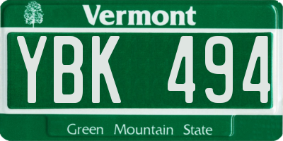 VT license plate YBK494