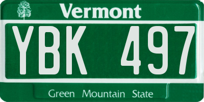 VT license plate YBK497