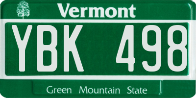 VT license plate YBK498