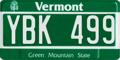 VT license plate YBK499