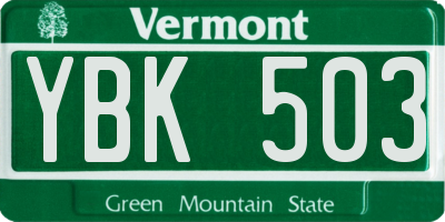 VT license plate YBK503