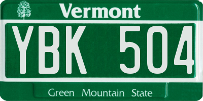 VT license plate YBK504