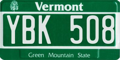 VT license plate YBK508