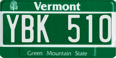 VT license plate YBK510