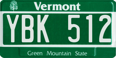 VT license plate YBK512