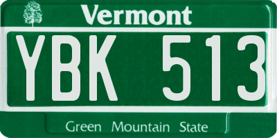 VT license plate YBK513