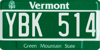 VT license plate YBK514