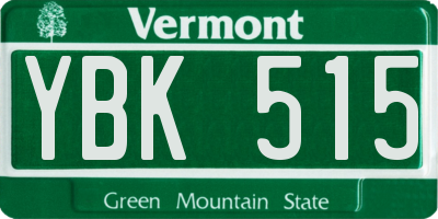 VT license plate YBK515
