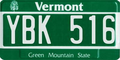 VT license plate YBK516