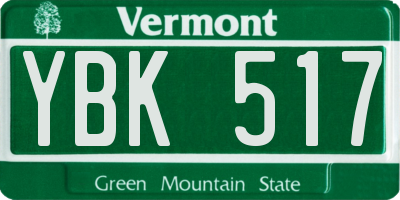 VT license plate YBK517