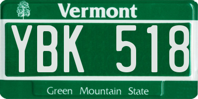 VT license plate YBK518