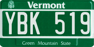 VT license plate YBK519