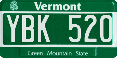 VT license plate YBK520