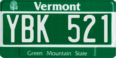 VT license plate YBK521