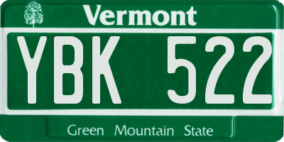 VT license plate YBK522