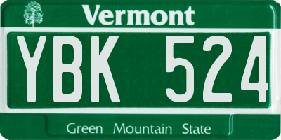 VT license plate YBK524