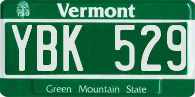 VT license plate YBK529