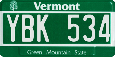 VT license plate YBK534