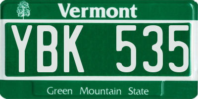 VT license plate YBK535