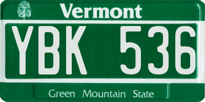 VT license plate YBK536
