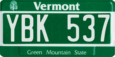 VT license plate YBK537