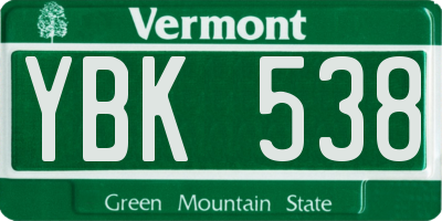 VT license plate YBK538