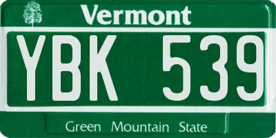 VT license plate YBK539