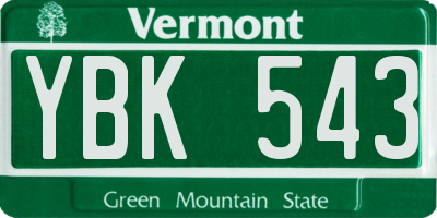 VT license plate YBK543