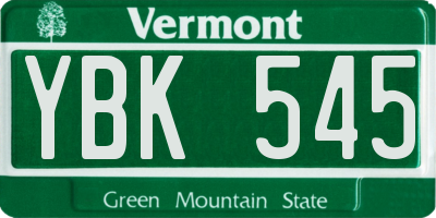 VT license plate YBK545