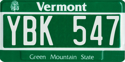 VT license plate YBK547