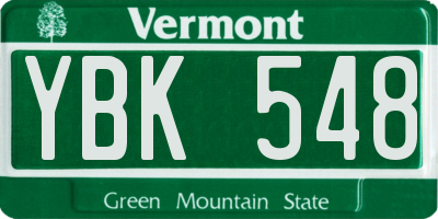 VT license plate YBK548