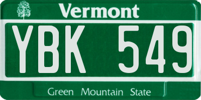 VT license plate YBK549