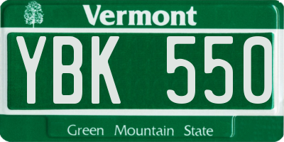 VT license plate YBK550