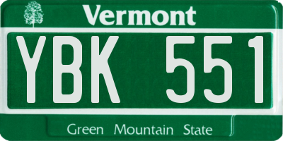 VT license plate YBK551