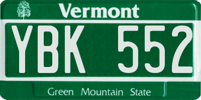 VT license plate YBK552