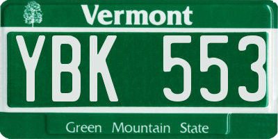 VT license plate YBK553